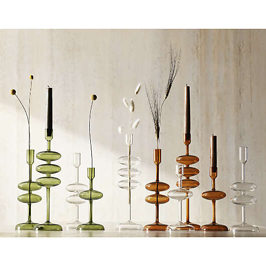 Venezia Small Olive Green Glass Taper Candle Holder