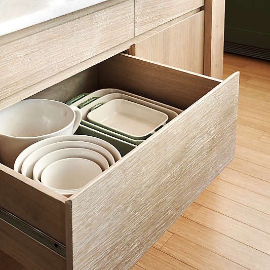 Terra 78" Marble Top and Natural Oak Wood Kitchen Island with Storage