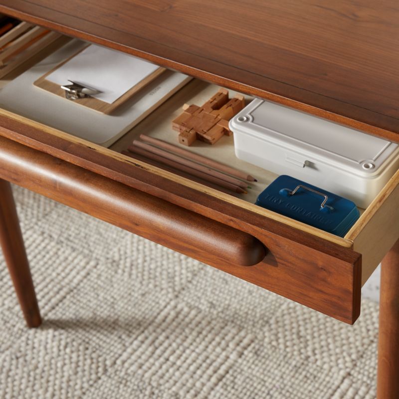 Tatum Walnut Wood Desk with Drawer - image 7 of 14