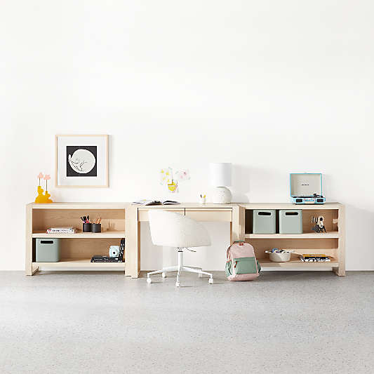 Gemini 45" Sunwashed Ash Wood 2-Shelf Small Kids Bookcase