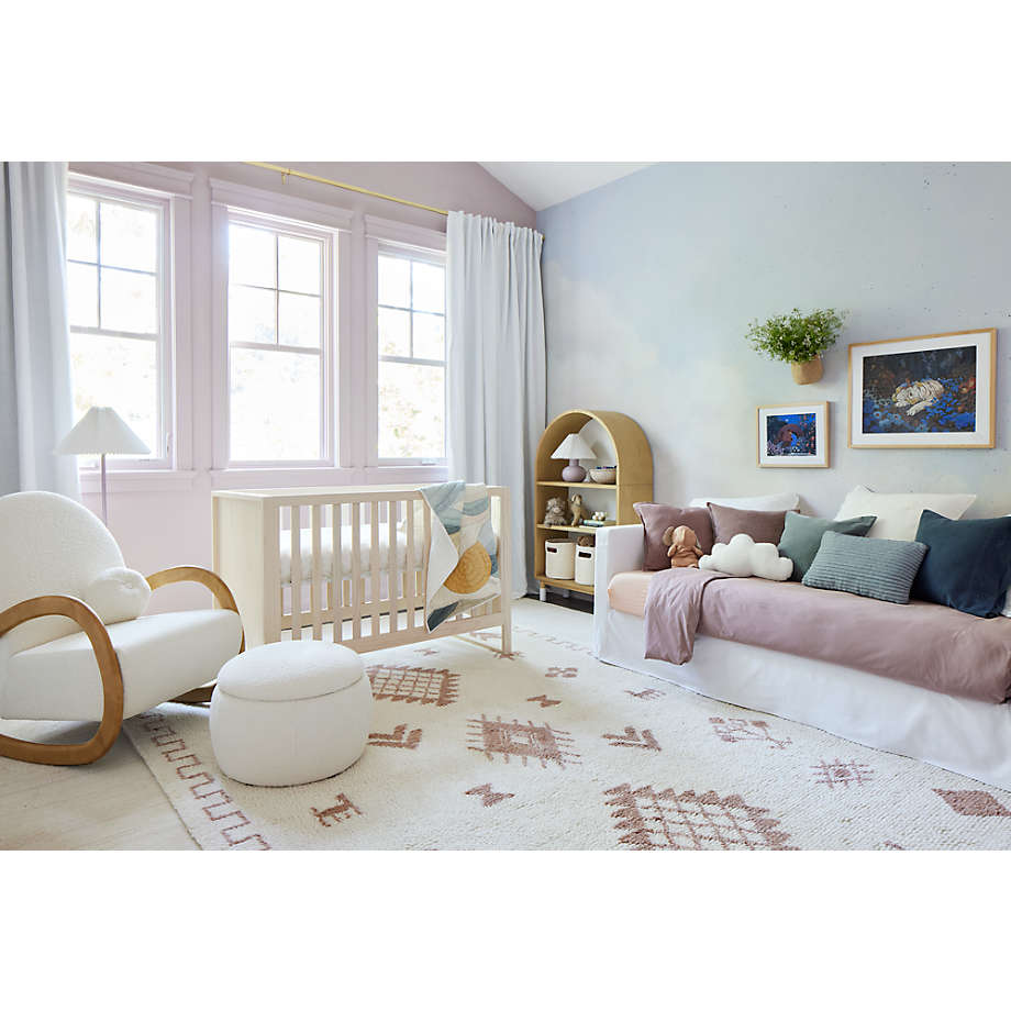Pollie Round White Boucle Nursery Storage Nursery Ottoman