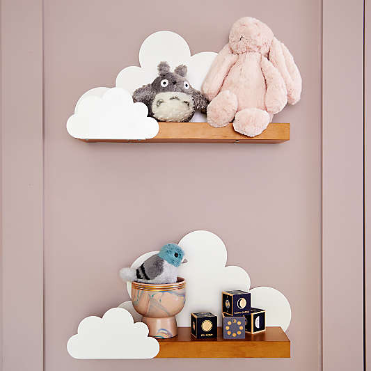 Cloud Metal and Wood Wall Shelf