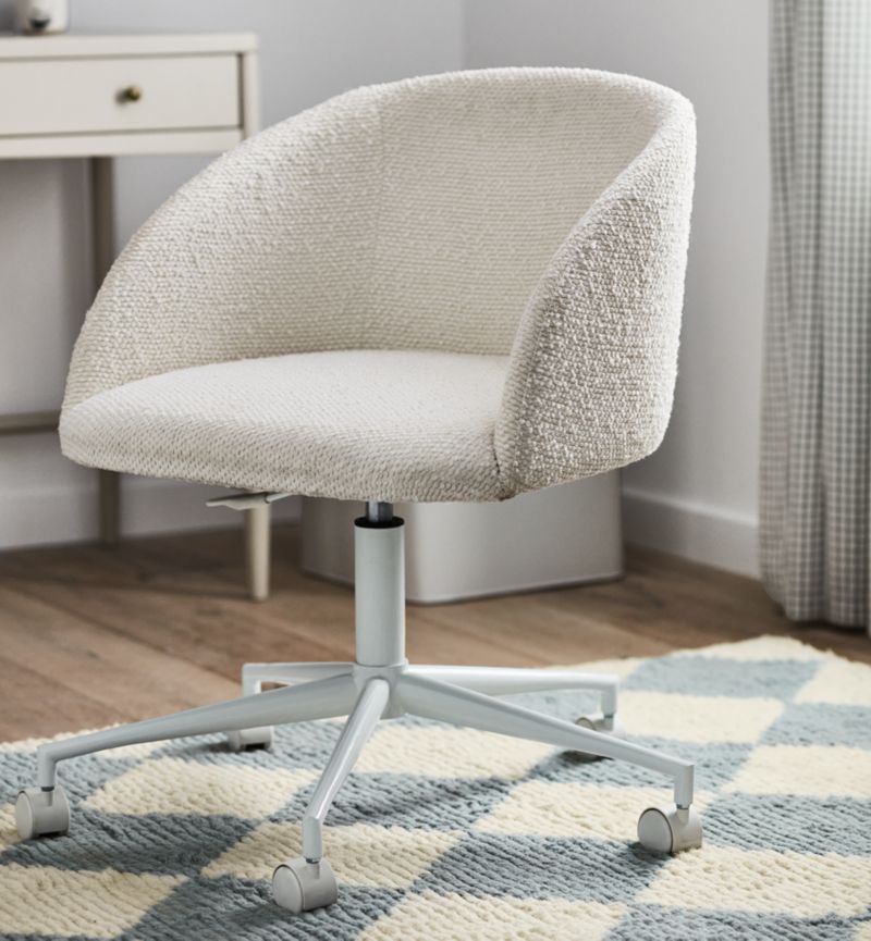 Finch Cream Boucle Kids Desk Chair with White Base - image 6 of 22