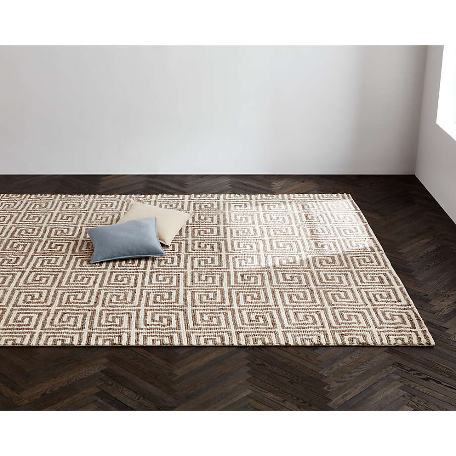 Mykonos Wool-Blend Hand-Knotted Taupe Brown Area Rug