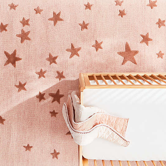 Modern Star Pink Wool Kids Area Rug