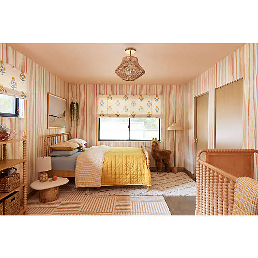 Basket-Style Woven Rattan 19" Kids Flush Mount Ceiling Light