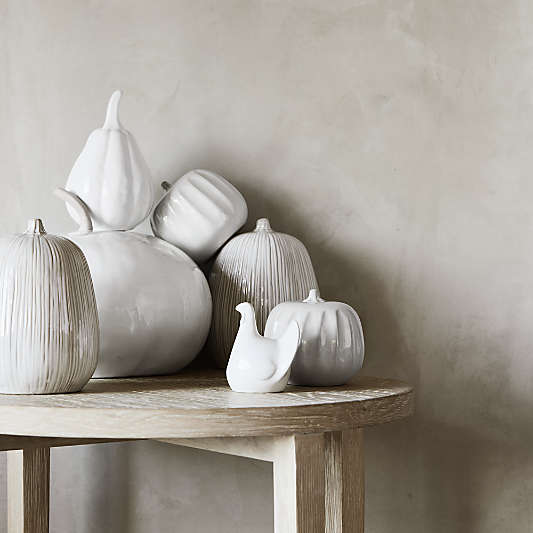 Modern White Ceramic Thanksgiving Baby Turkey Sculpture