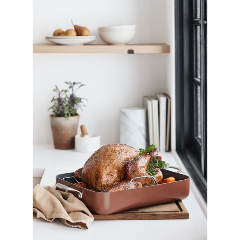 Crate & Barrel EvenCook Core ® Terracotta Ceramic Roasting Pan - image 2 of 8