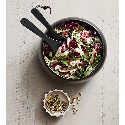 Tondo 10.5" Ebonized Wood Salad Serving Bowl