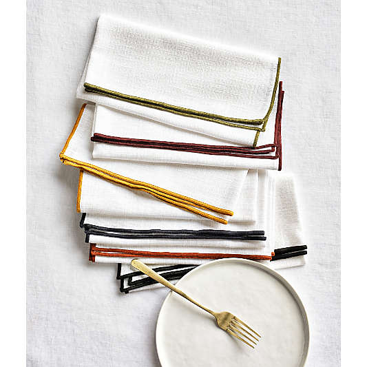 Merrow Stitch Cider Burgundy Organic Cotton Napkins, Set of 4
