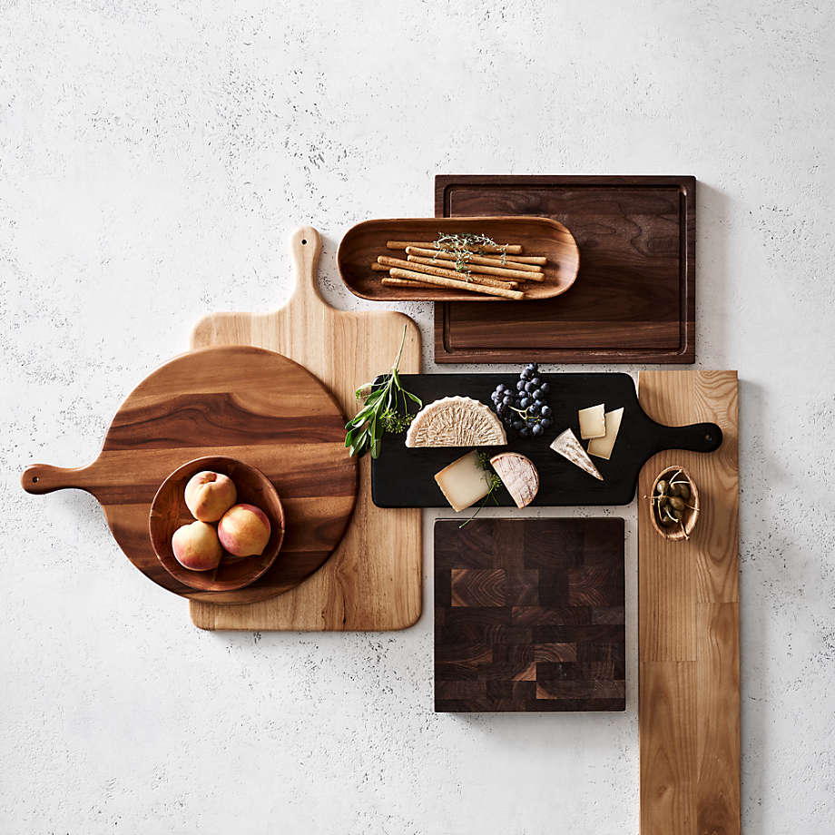 Crate & Barrel Walnut Reversible Cutting Board