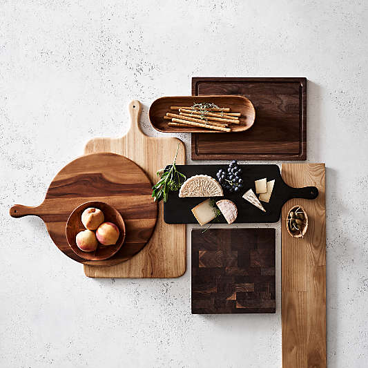 Tondo Natural Wood Rectangular Serving Board with Handle