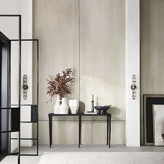 Silviano 60" Rectangular Black Iron and Steel Console Table