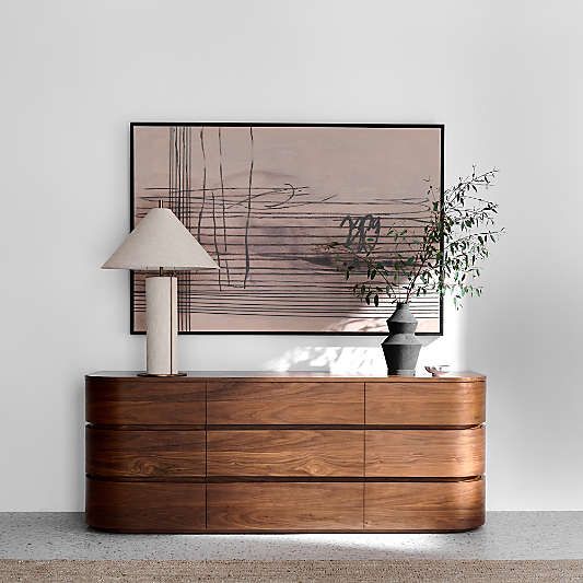 Milano 62" Walnut Wood 6-Drawer Dresser