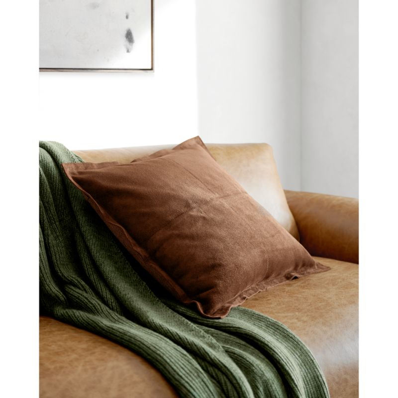 Hyde Pieced Suede 23"x23" Brown Throw Pillow with Down-Alternative Insert - image 8 of 10