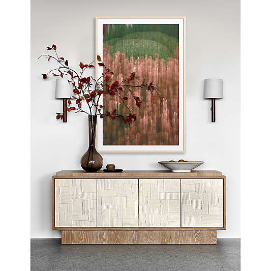 Panache 72" Cerused Natural Oak Wood Media Console with Textured Doors