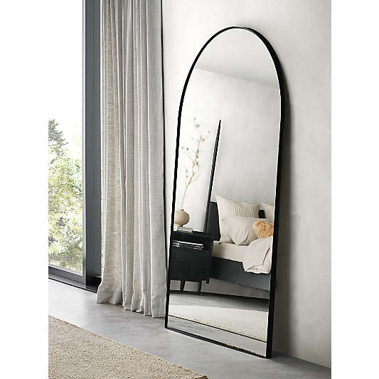 Edge Extra-Large Black Arch Floor Mirror 48"x80"
