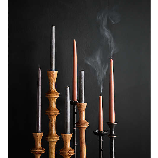 Century Natural Acacia Wood Taper Candle Holder 20"