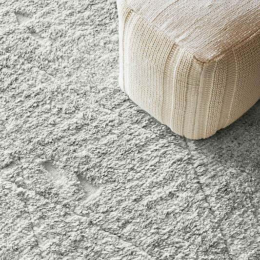 Pampas Ivory Textured Plaid 18"x18" Pouf