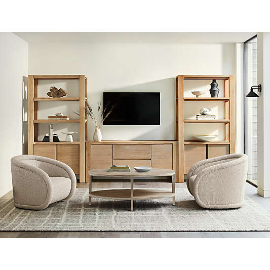 Clairemont Oval Natural Coffee Table with Shelf (48"-60")