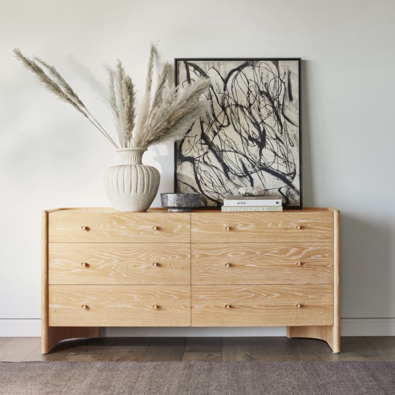 Soleri Cerused Natural Oak Wood 6-Drawer Dresser - image 3 of 8