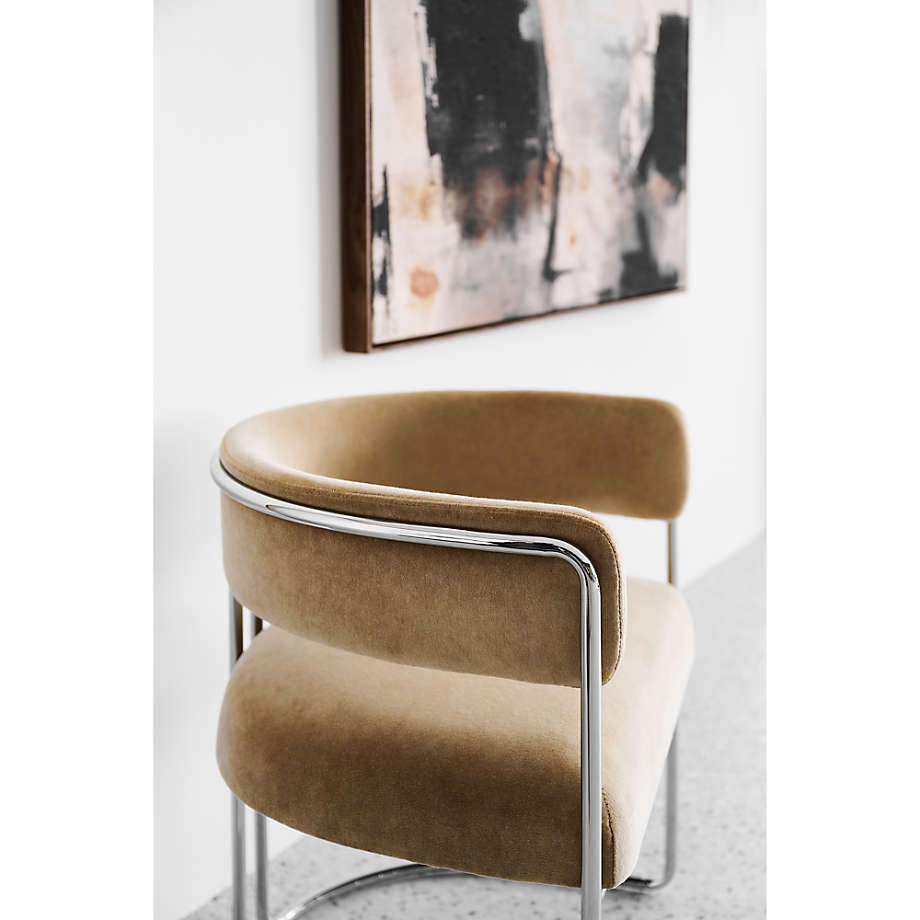 Malak Chrome Upholstered Dining Arm Chair Crate Barrel