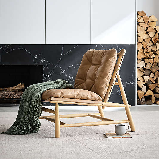 Henning Wood and Leather Accent Chair