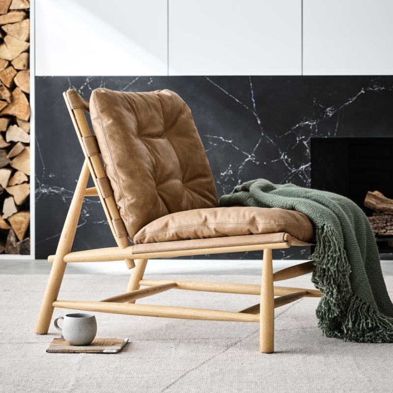 Henning Wood and Leather Accent Chair - image 3 of 14