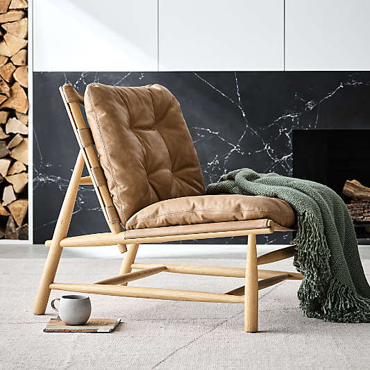 Henning Wood and Leather Accent Chair