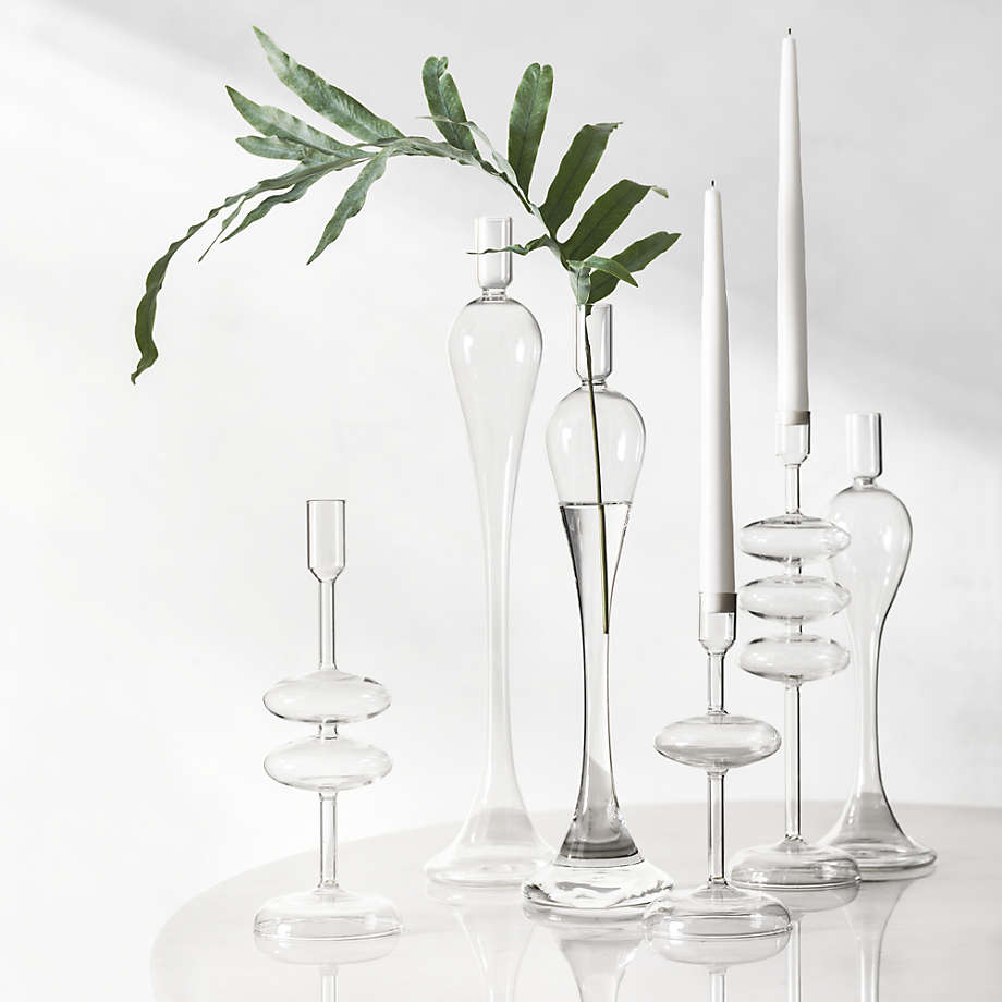 Set of 3 tall outlet glass candle holders