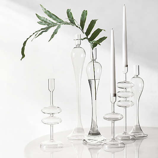 Milano Clear Glass Taper Candle Holders