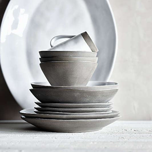 Marin White Recycled Stoneware Low Bowl