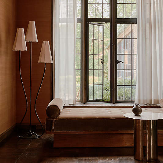 Nouveauté 3-Light Metal Floor Lamp with Linen Shades 68" by Athena Calderone