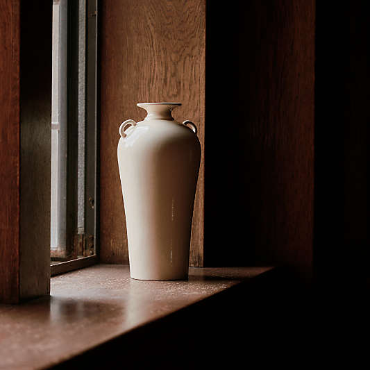 Ephemere Light Beige Ceramic Vase 14" by Athena Calderone