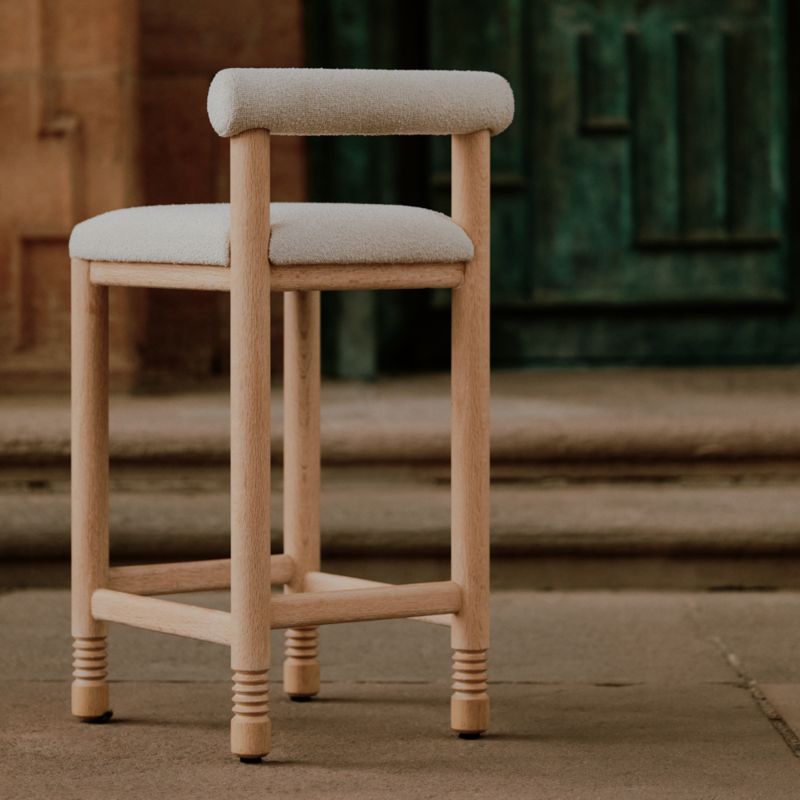 Revival Boucle Oak Counter Stool by Athena Calderone - image 6 of 13