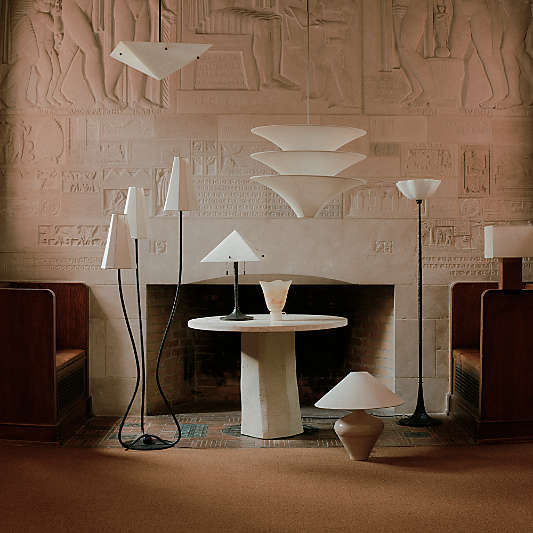Briller Ivory Ceramic Table Lamp with Linen Shade by Athena Calderone 21.55"