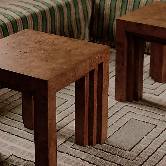 L'étape Burl Wood Square Side Table by Athena Calderone
