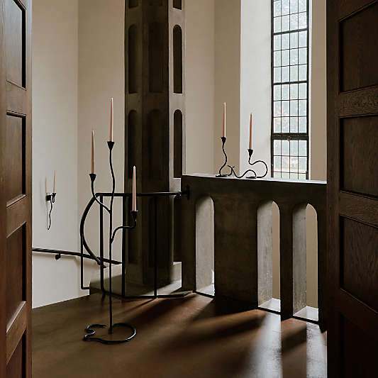 Sacré Black Metal Floor Taper Candle Holder by Athena Calderone