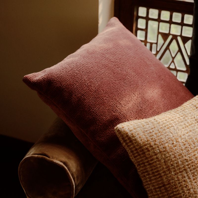 Revasser Chenille 23"x23" Burgundy Throw Pillow with Feather Insert by Athena Calderone - image 3 of 5