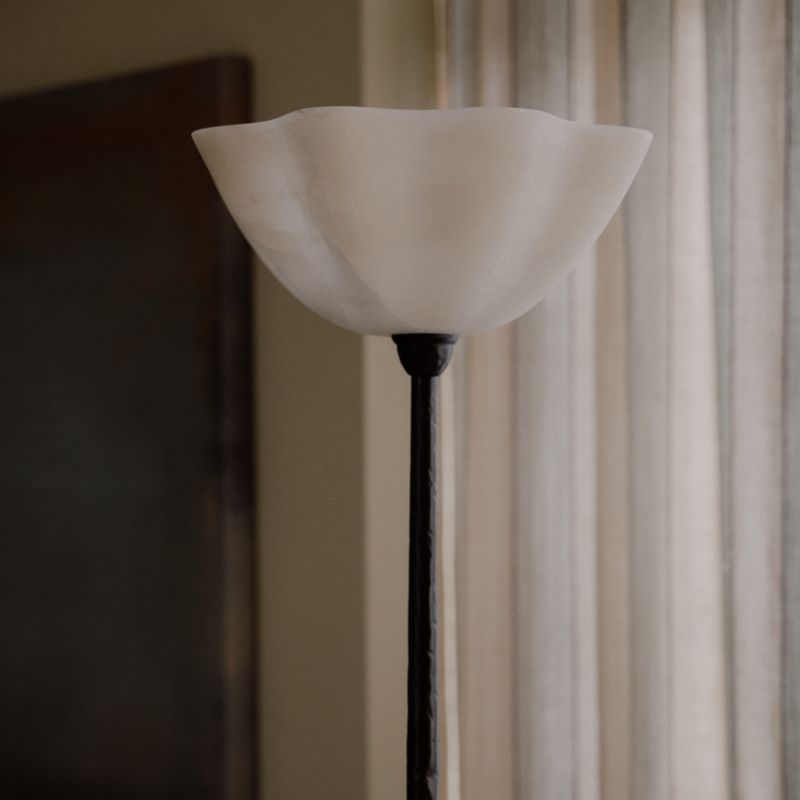 Le Cime Metal Torchiere Floor Lamp with Alabaster Shade by Athena Calderone - image 5 of 10