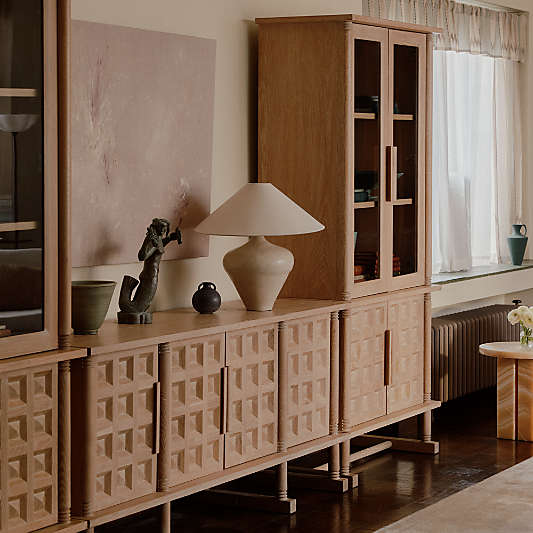 Honore 39" Natural Oak Wood Storage Cabinet by Athena Calderone