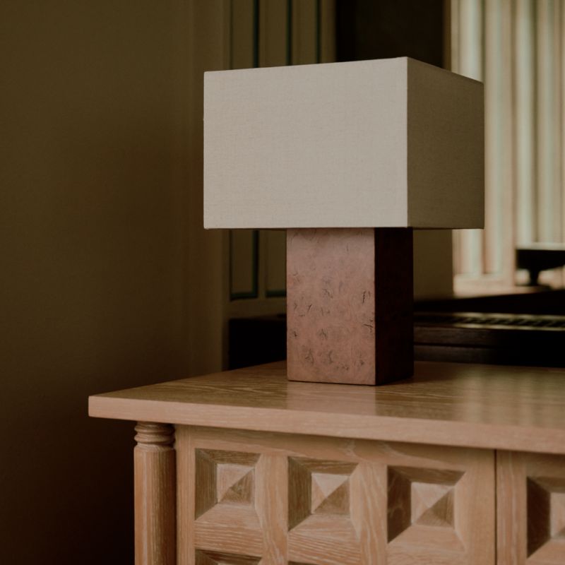 Papier Burlwood Table Lamp with Linen Shade by Athena Calderone 17.44" - image 3 of 8