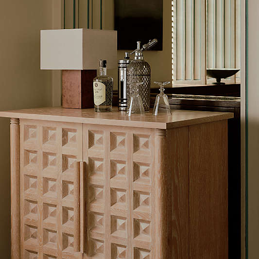 Papier Burlwood Table Lamp with Linen Shade by Athena Calderone 17.44"