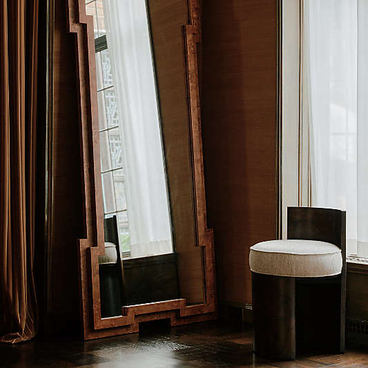 Memini Burl Wood Floor Mirror by Athena Calderone