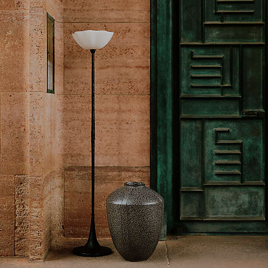 Le Faîte Metal Torchiere Floor Lamp with Alabaster Shade 68" by Athena Calderone
