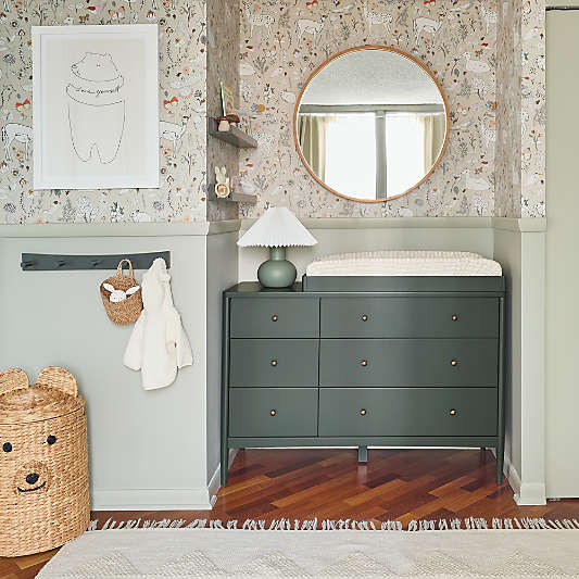 Hampshire 50" Olive Green 6-Drawer Kids Dresser