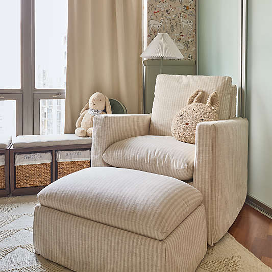 Ever Slipcovered Striped Nursery Glider Chair by Leanne Ford