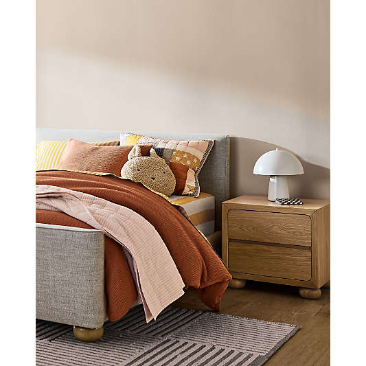 Emery Natural Oak Wood 2-Drawer Kids Nightstand