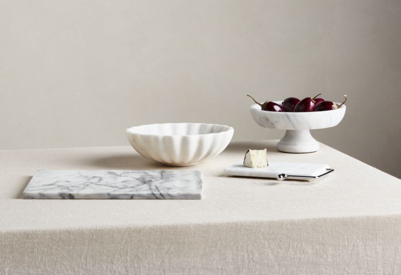 French Kitchen Marble White Scalloped Serving Bowl - image 1 of 4