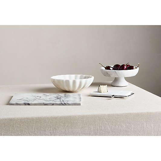 French Kitchen Marble White Scalloped Serving Bowl